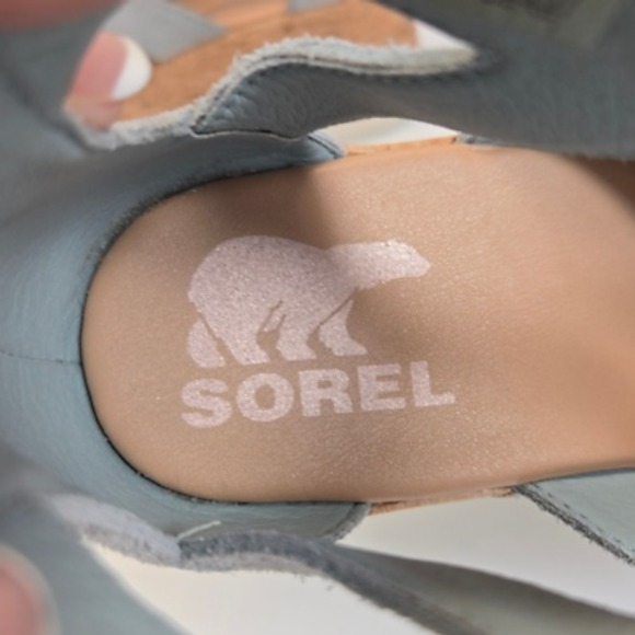 Sorel Sandals Women 8 Cameron Blue Flatform Lace Up Cork Suede Gladiator Wedge - Picture 7 of 10